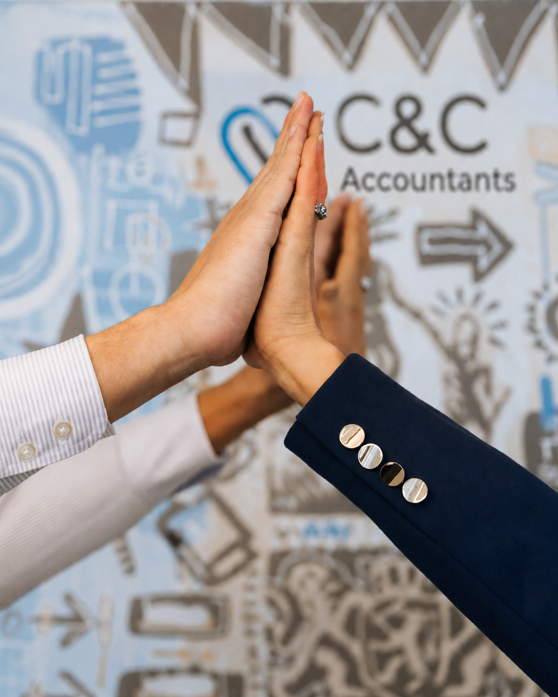 Twee handen bij het C&C Accountants logo